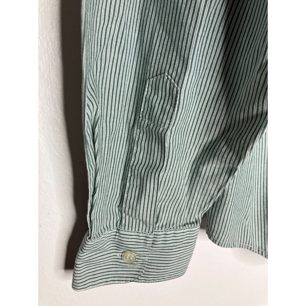 Karen Scott Christmas Embroidered Button-Up Shirt Santa Toys Green Striped - Picture 9 of 10